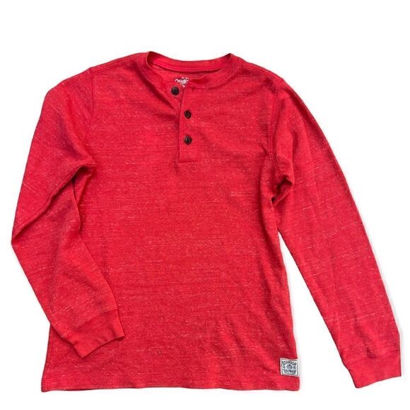 OSHKOSH HENLEY LONG SLEEVE 3 BUTTON THERMAL SHIRT HEATHER RED XL 14 - Picture 1 of 8